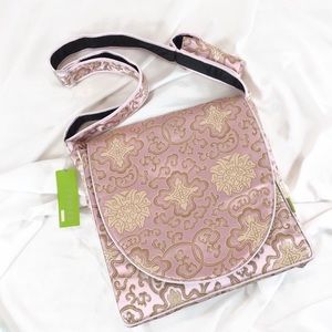 Oriental Satin Pink Gold Crossbody Messenger Bag